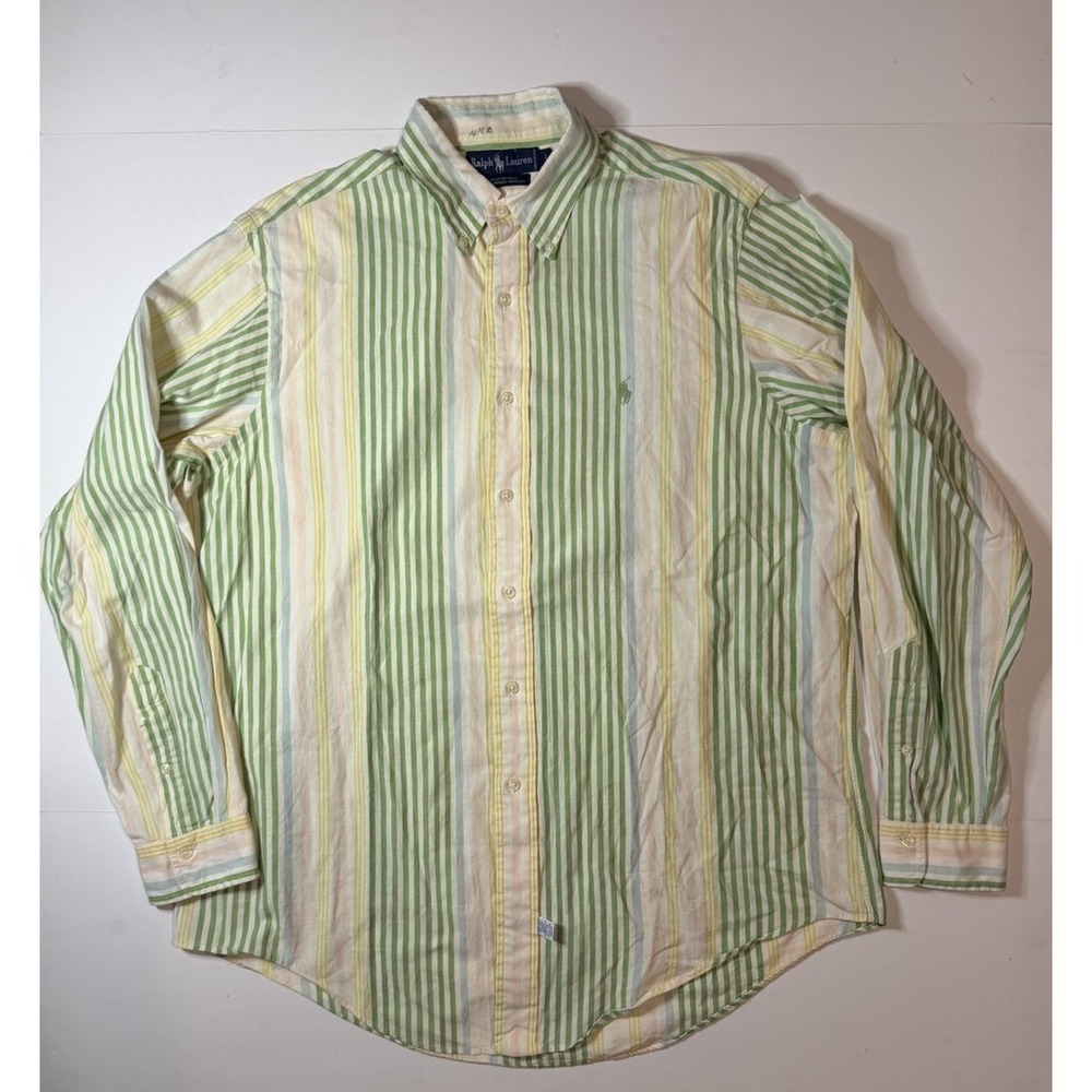 VTG 70s Polo Ralph Lauren Striped Rugby Longsleeve Shirt Size Large